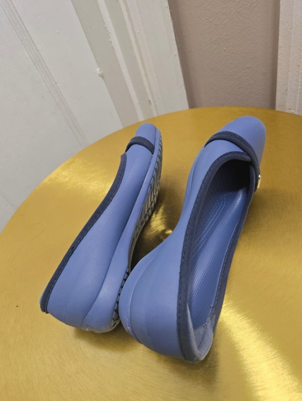 Crocs Women's Flat Ballet Round Toe Slip On Casual Comfort Blue Shoe Sz 7 - Picture 3 of 6